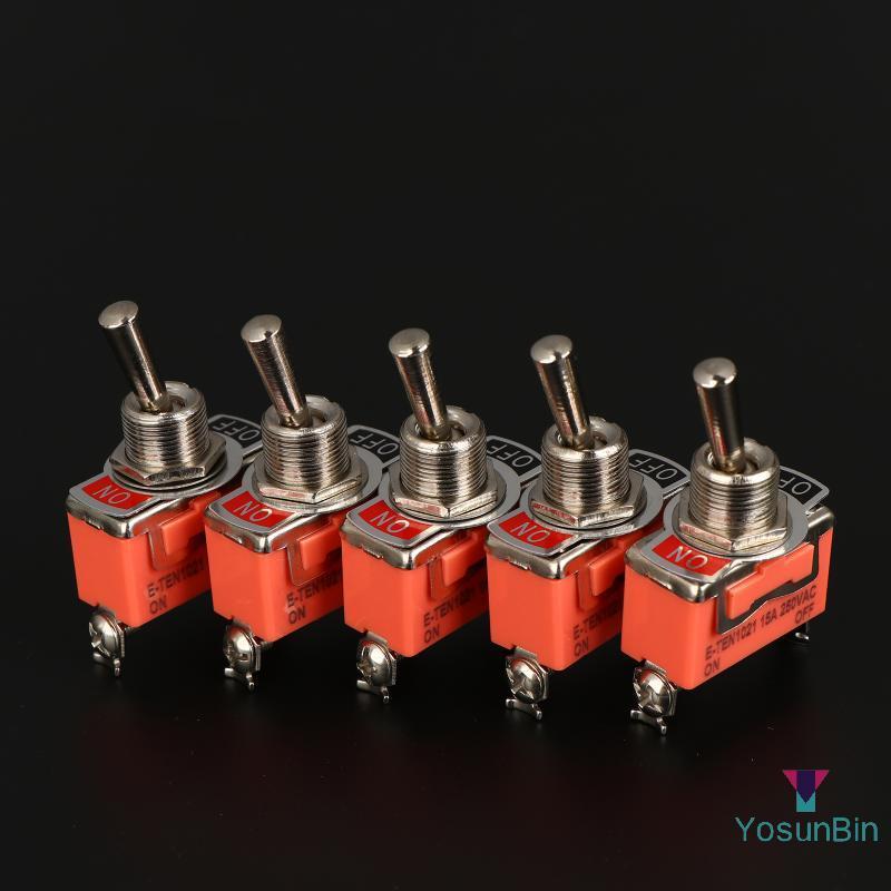 YosunBin] 5 ชิ้น SPST DPDT 250V 15A Toggle Switch 2 ตําแหน่งสลักเปิด-ปิดเปิด E-TEN1322 1021 1122 122