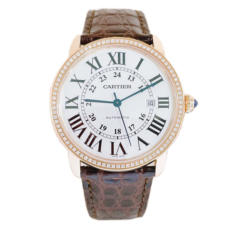 Cartier Cartier 18k Rose Gold Automatic Mechanical Watch Male W6701009เพชรหลัง