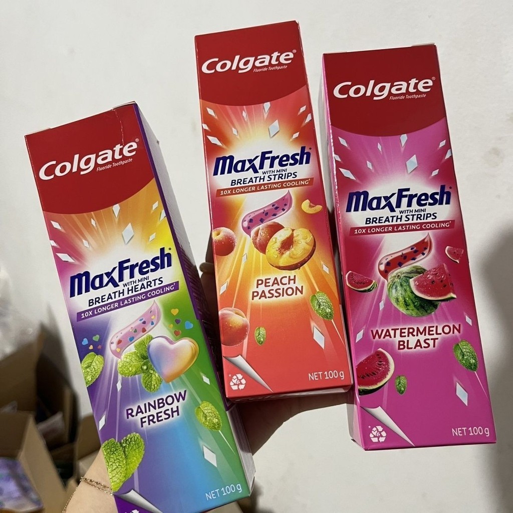 T Thailand ยาสีฟันคอลเกต Dopamine Icy Rainbow Watermelon Peach Adult Whitening Tooth Fresh Breath 10