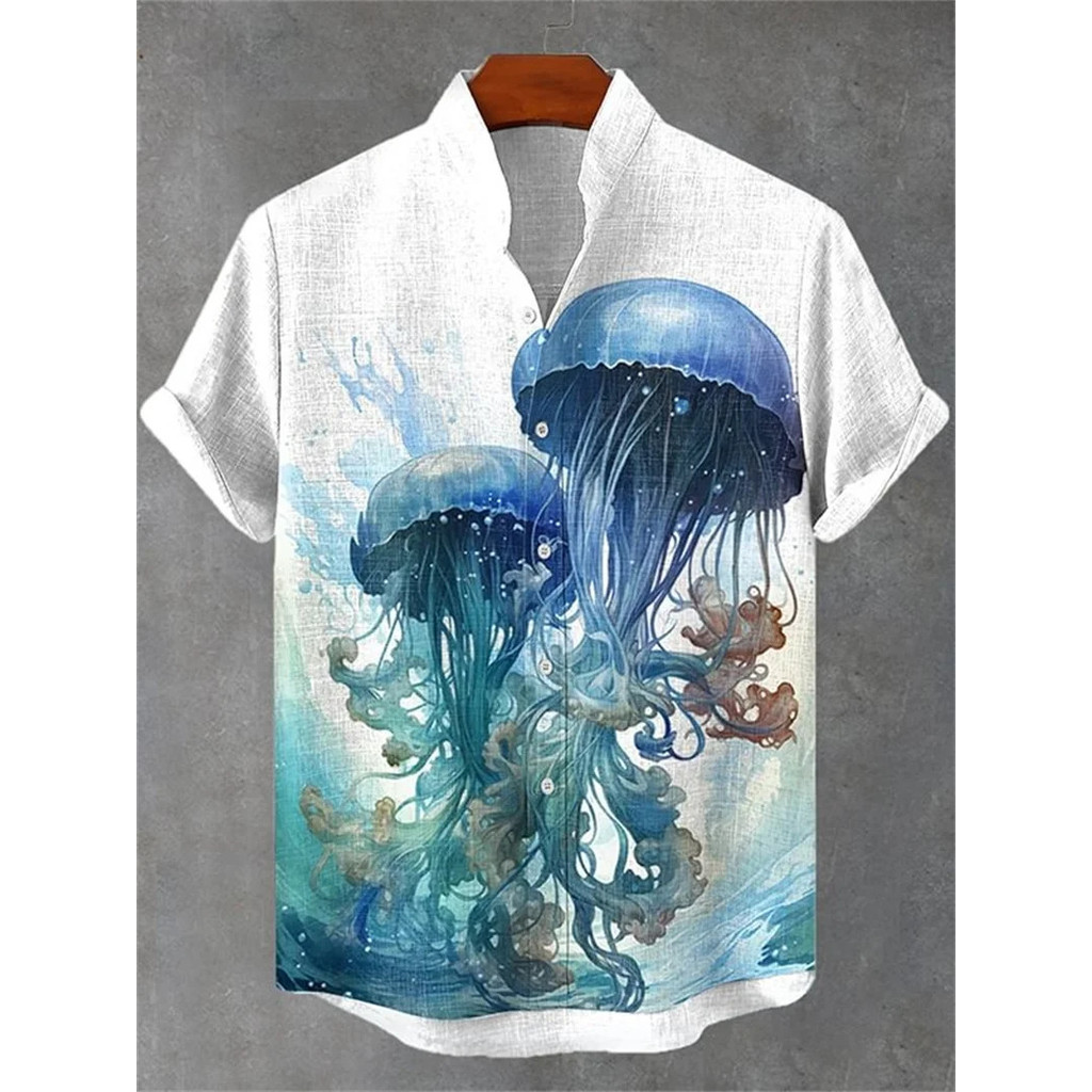เสื้อเชิ้ตแขนสั้นลายพิมพ์สำหรับผู้ชาย ปักกระดุม แบบฮาวาย สวมใส่ง่ายในวันหยุดหรือโอกาสลำลอง - รูปที่ 6