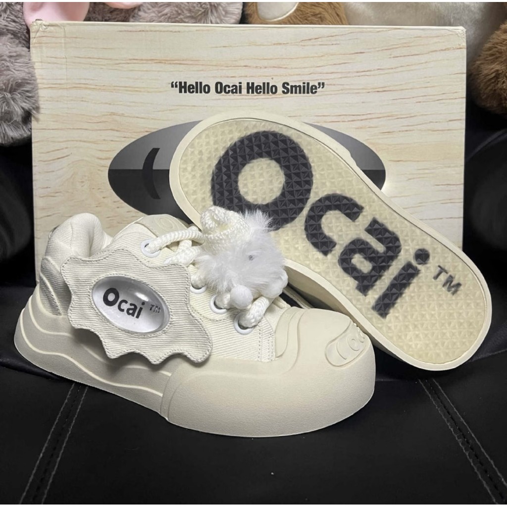 รองเท้าผ้าใบ Ocai Smiler Open Smile สีดำ เพิ่มความสูง ทรงแฟชั่นยอดนิยม