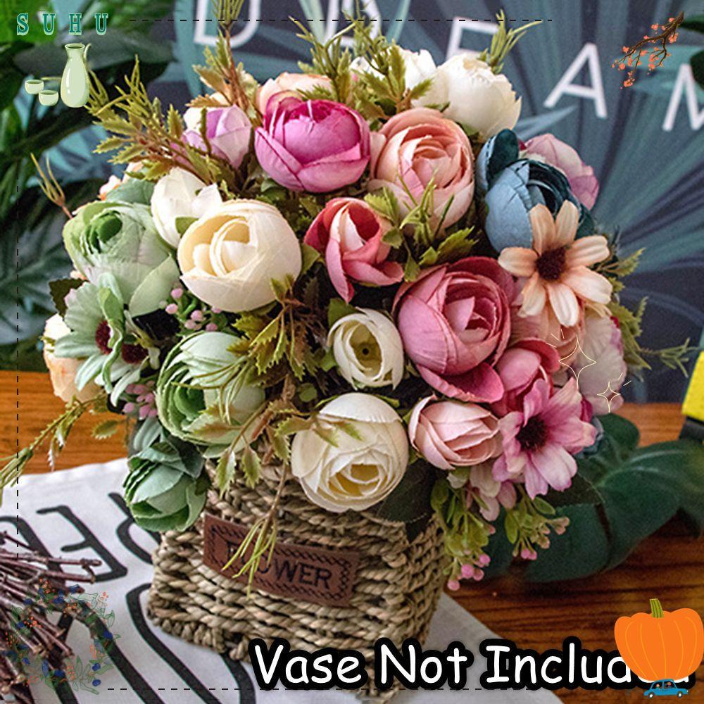 SUHU 1 Bunch Silk Tea Rose Retro Home Decor Party Supply Handmade Fake Daisy