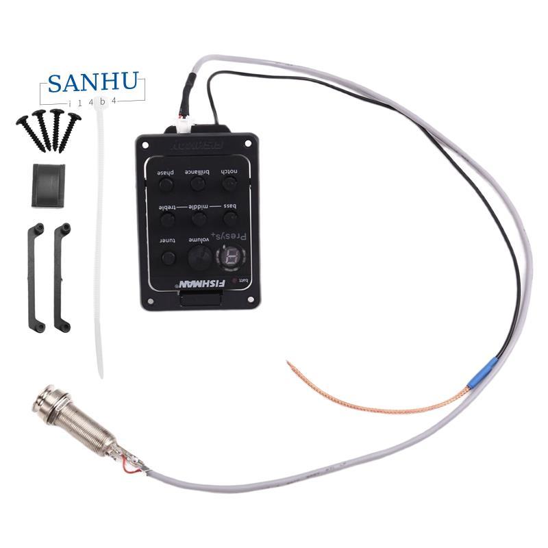 201Piezo Pickup กีตาร์อะคูสติก Preamp 4Band EQ Tuner Mic Blend Preamp สําหรับ Fishman Presys +