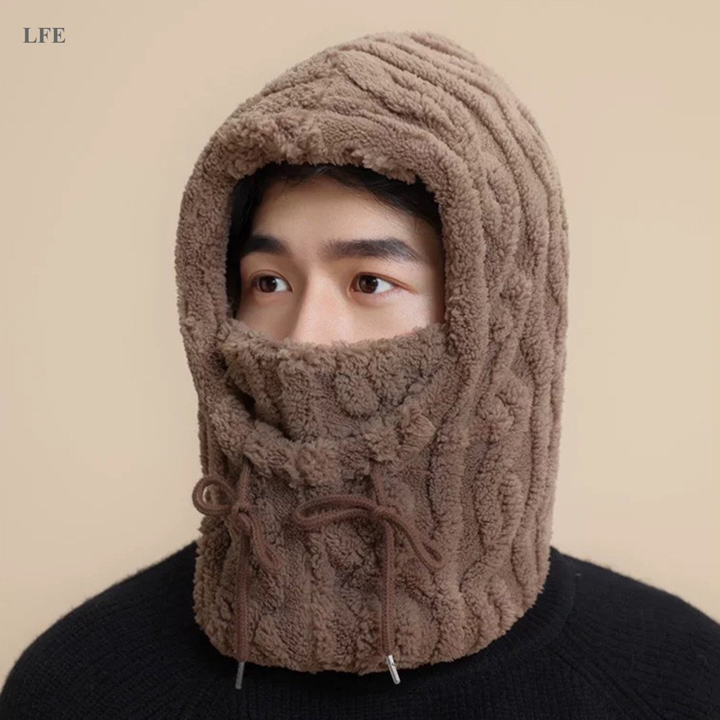 LFE ฤดูหนาวที่อบอุ่นหมวกระบายอากาศหมวกป้องกันใบหน้าผ้าพันคอกันลมป้องกันคอป้องกันหูหมวกสําหรับผู้หญิง