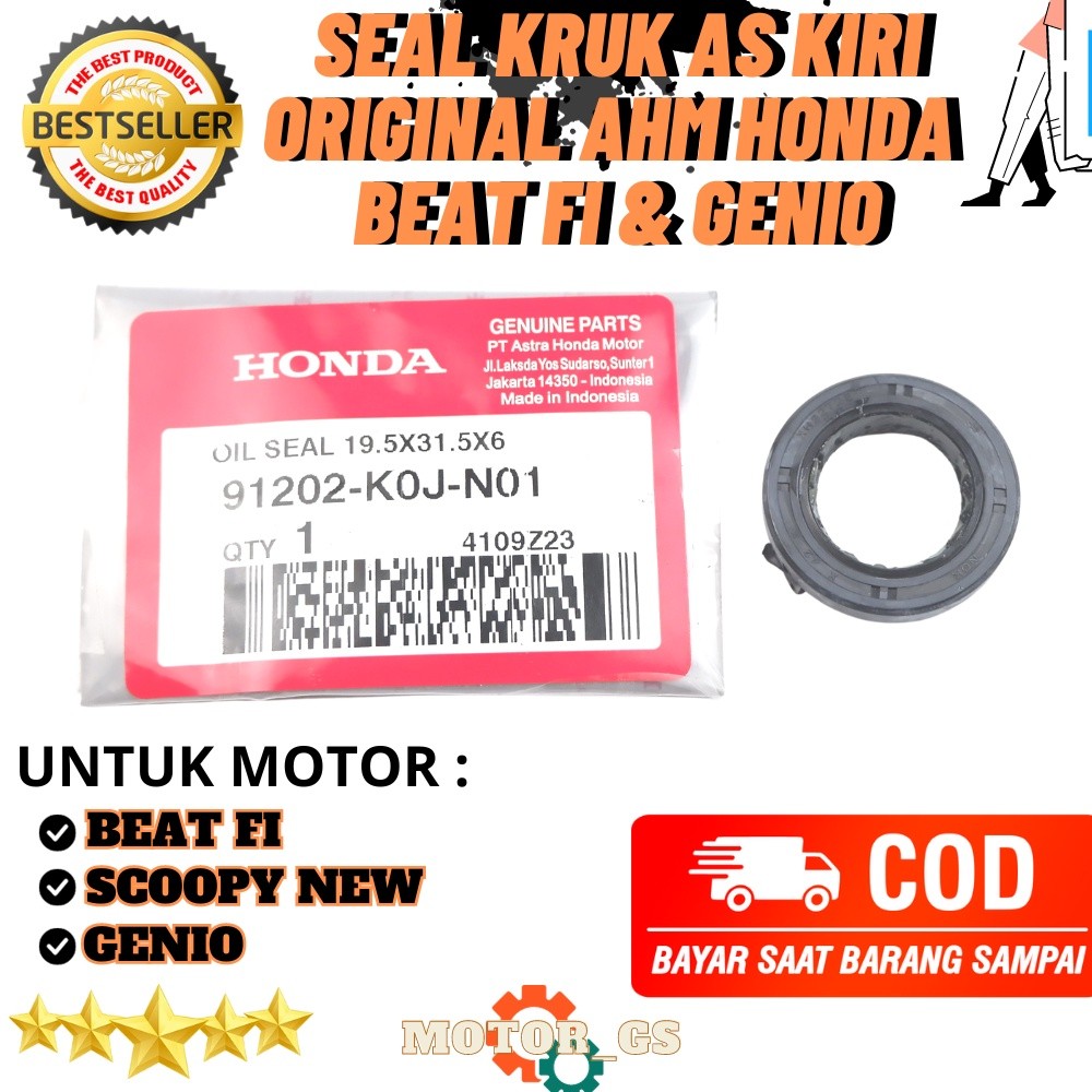 ซีลเพลาข้อเหวี่ยงซ้ายเดิม AHM Honda Genio / Beat FI / Scoopy New - 91202-K0J-N01 พรีเมี่ยมเดิม