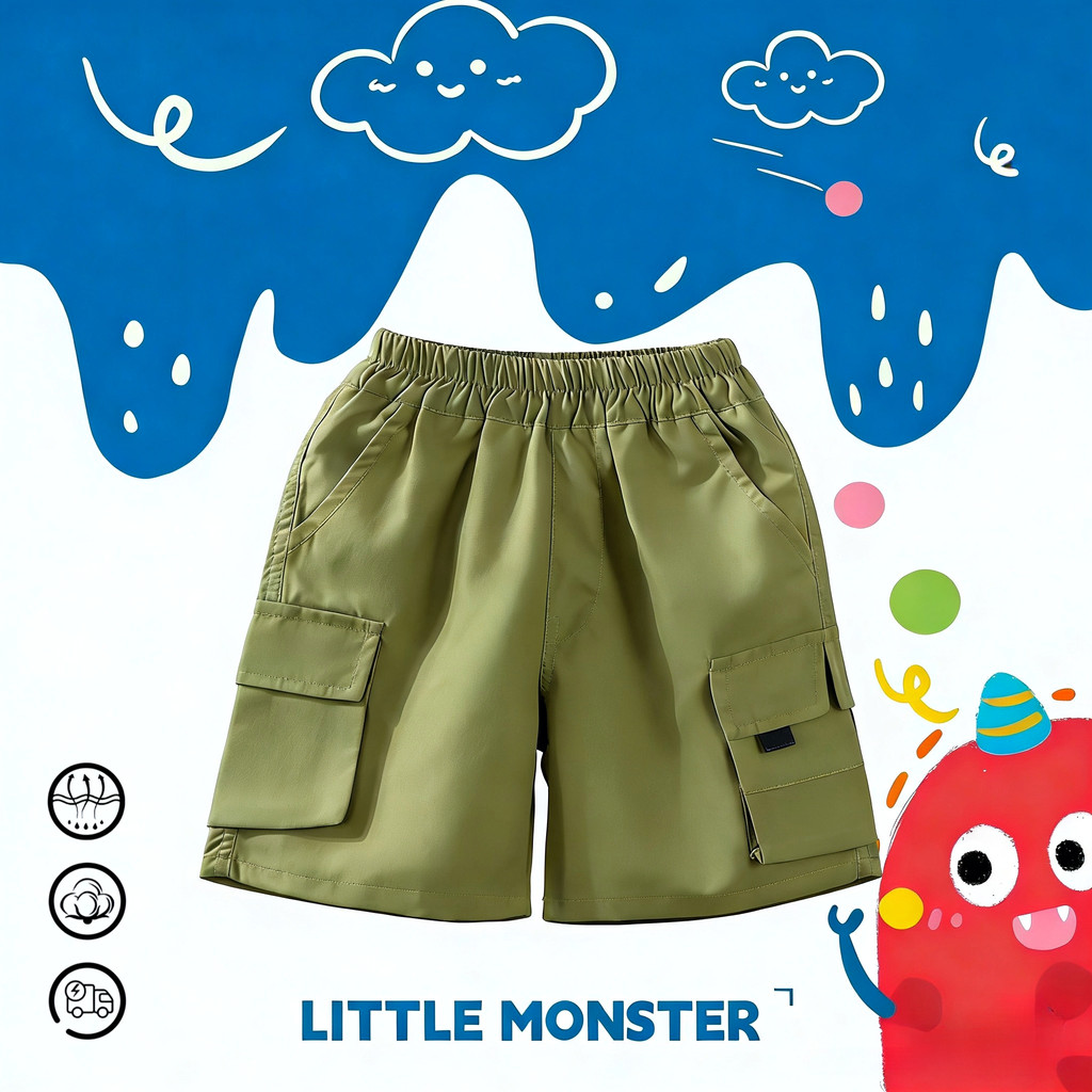 กางเกงขาสั้นเด็ก ปรับได้ สไตล์เกาหลี แฟชั่นฤดูร้อน สําหรับเด็กผู้ชาย อายุ 3-10 ปี 0796
