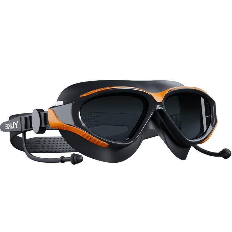 แว่นว่ายน้ำทรงแบน ป้องกันฝ้า กันน้ำ ความคมชัดสูง ใช้ได้ทั้งสองเพศ กรอบใหญ่ มีค่าสายตา - รูปที่ 4