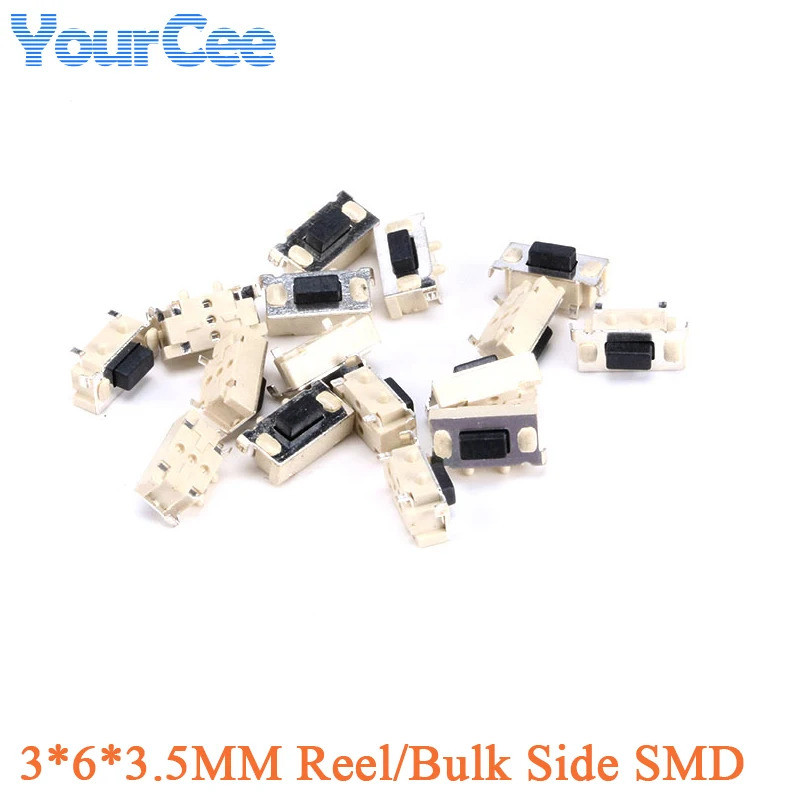50 ชิ้น/5 ชิ้น 3X6X3.5 มม.Micro Tactile Tact Push ปุ่มสวิทช์ด้านข้าง SMD SMT Light Touch สวิทช์ 3*6*3.5 มม.Micro SWITCH Reel/Buk