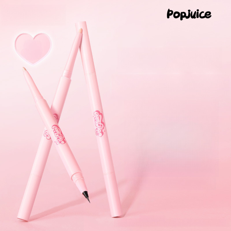 Popjuice Double Headed Silkworm ปากกากันน้ําและเหงื่อ Fine และ Smooth Shadow Bead Matte Multi-Functi