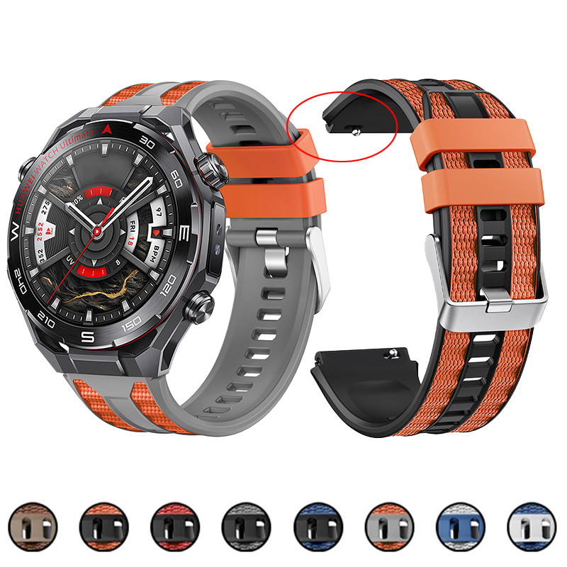 22 มม.Dual-Color สายนาฬิกาซิลิโคนสําหรับนาฬิกา Huawei Ultimate 2 นาฬิกา GT6 GT5 GT4 46 มม.Breathable Soft Watchband