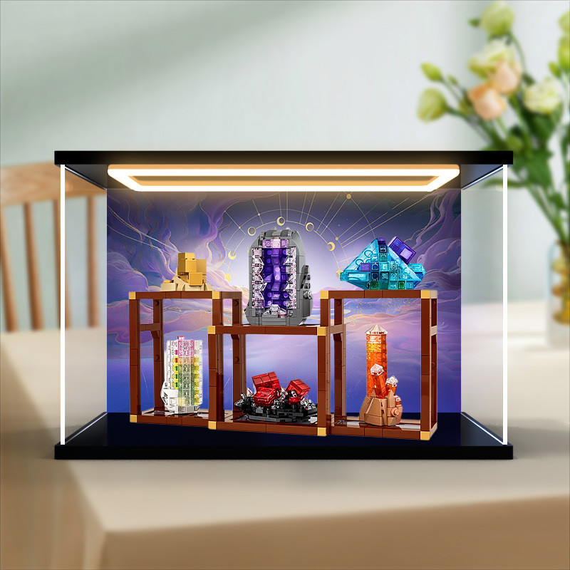 [ไม่รวมรุ่น] กลับแสงกล่องเก็บอะคริลิเหมาะสําหรับ21362คอลเลกชันแร่อาคารบล็อกของเล่นรุ่นการจัดเก็บกันฝ