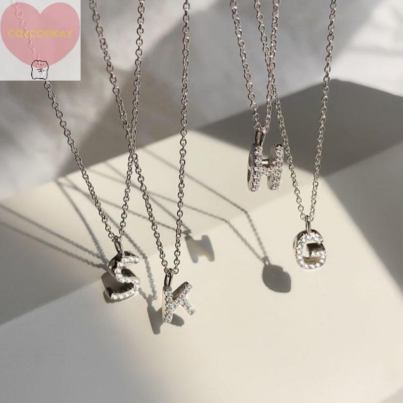 HANHAI แฟชั่น Shining AZ จี้สร้อยคอ Charm 26 ตัวอักษรเริ่มต้นชื่อ Clavicle Chain เครื่องประดับของขวั