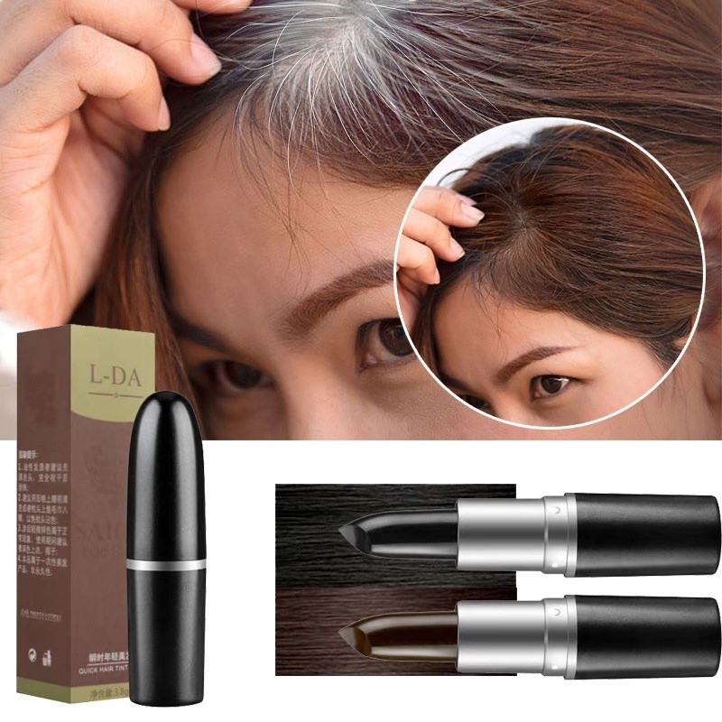 สีน้ําตาลสีดําชั่วคราวลิปสติกปากกาย้อมผม One-Time Cover ผมสีขาว,Root Instant Cover Up สีผม,ชั่วคราวขาว Cover Up Stick