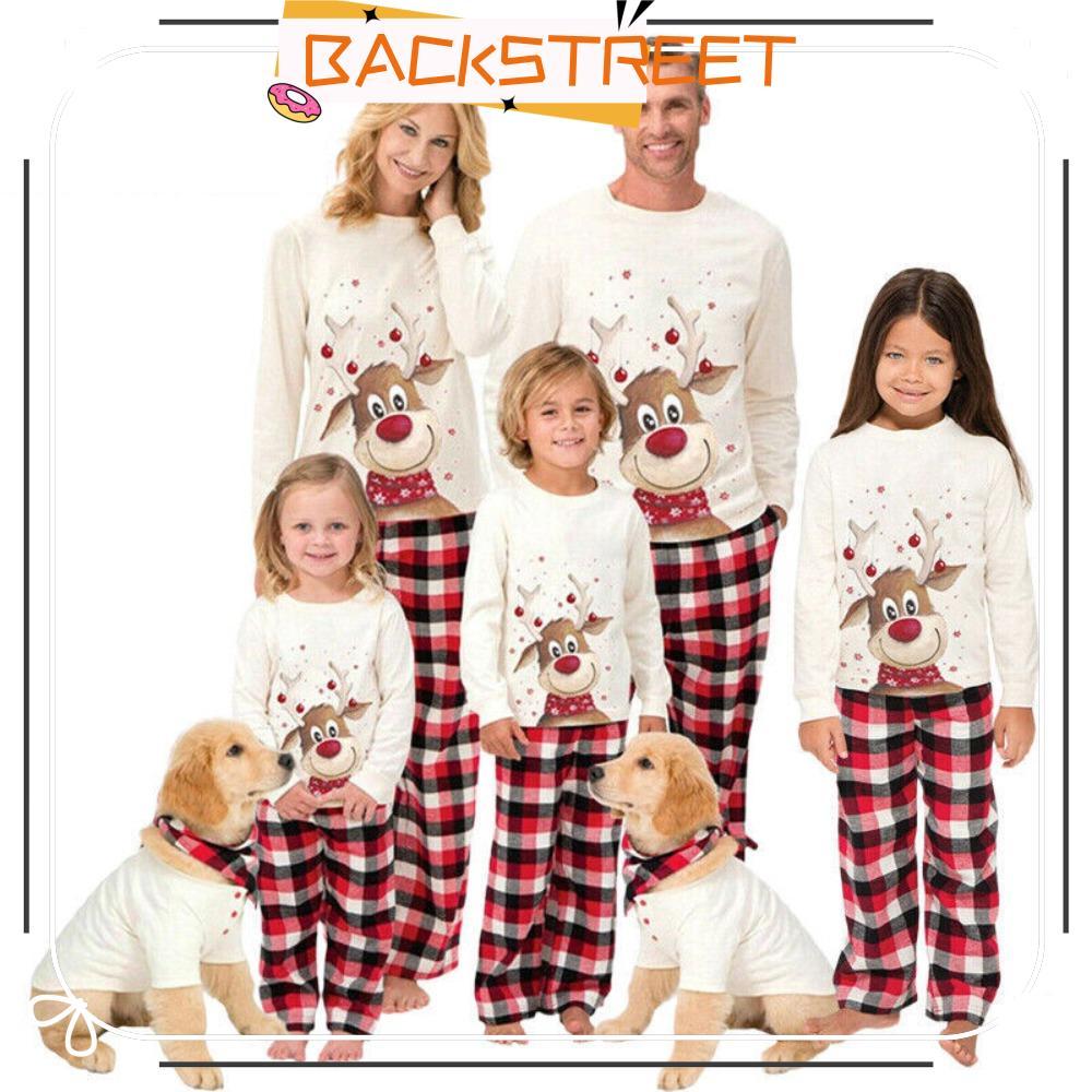 BACKSTAGE Family Matching Pyjamas, Cotton Cute Deer Pyjamas Set, Christmas Family Matching Set Top+P