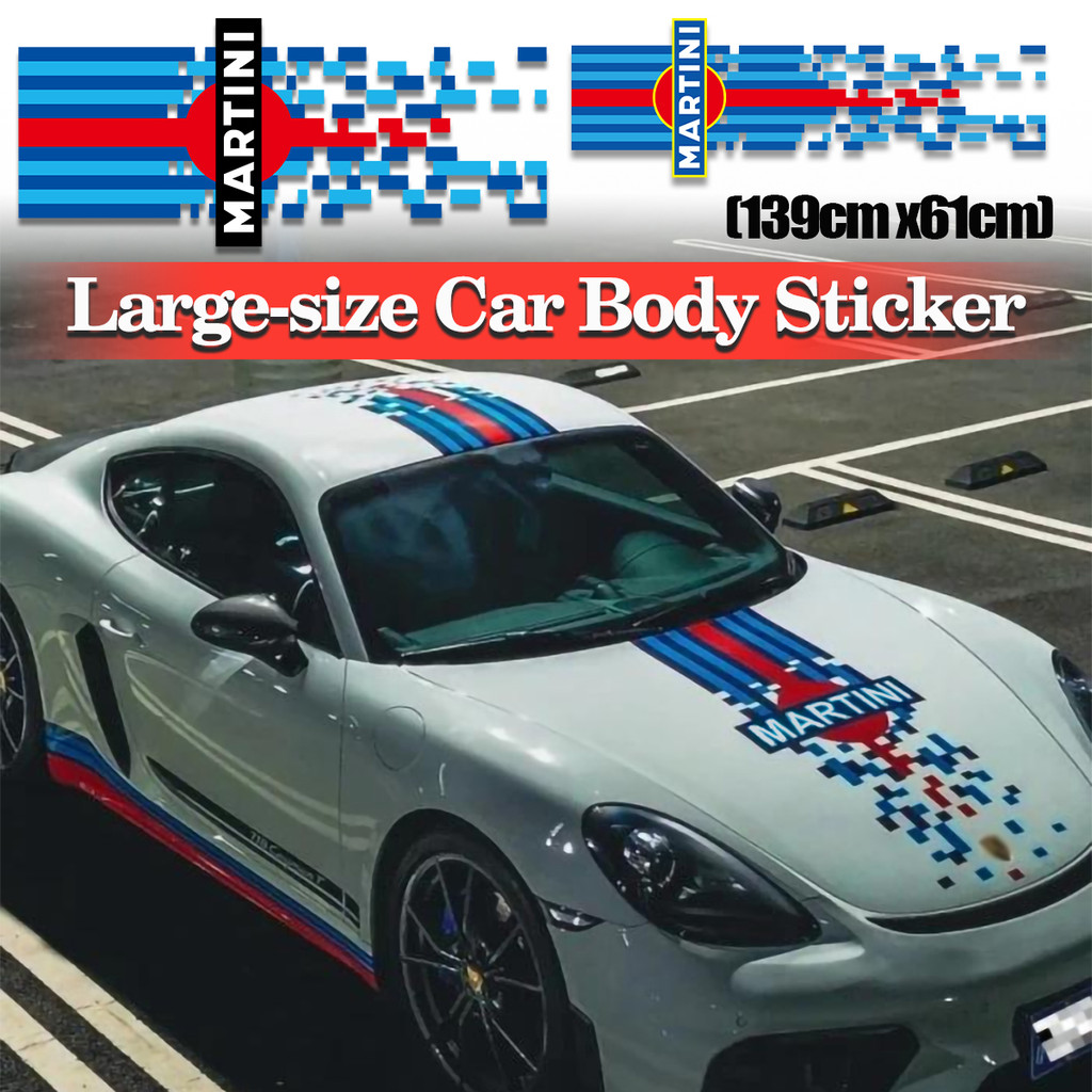 Martini Racing รถสติกเกอร์ขนาดใหญ่ UV ป้องกันไวนิลฟิล์มรูปลอกสําหรับรถยนต์ Hood, Body, กันชนโปร่งใส Auto Decal ปรับแต่งจัดแต่งทรงผมอุปกรณ์เสริม
