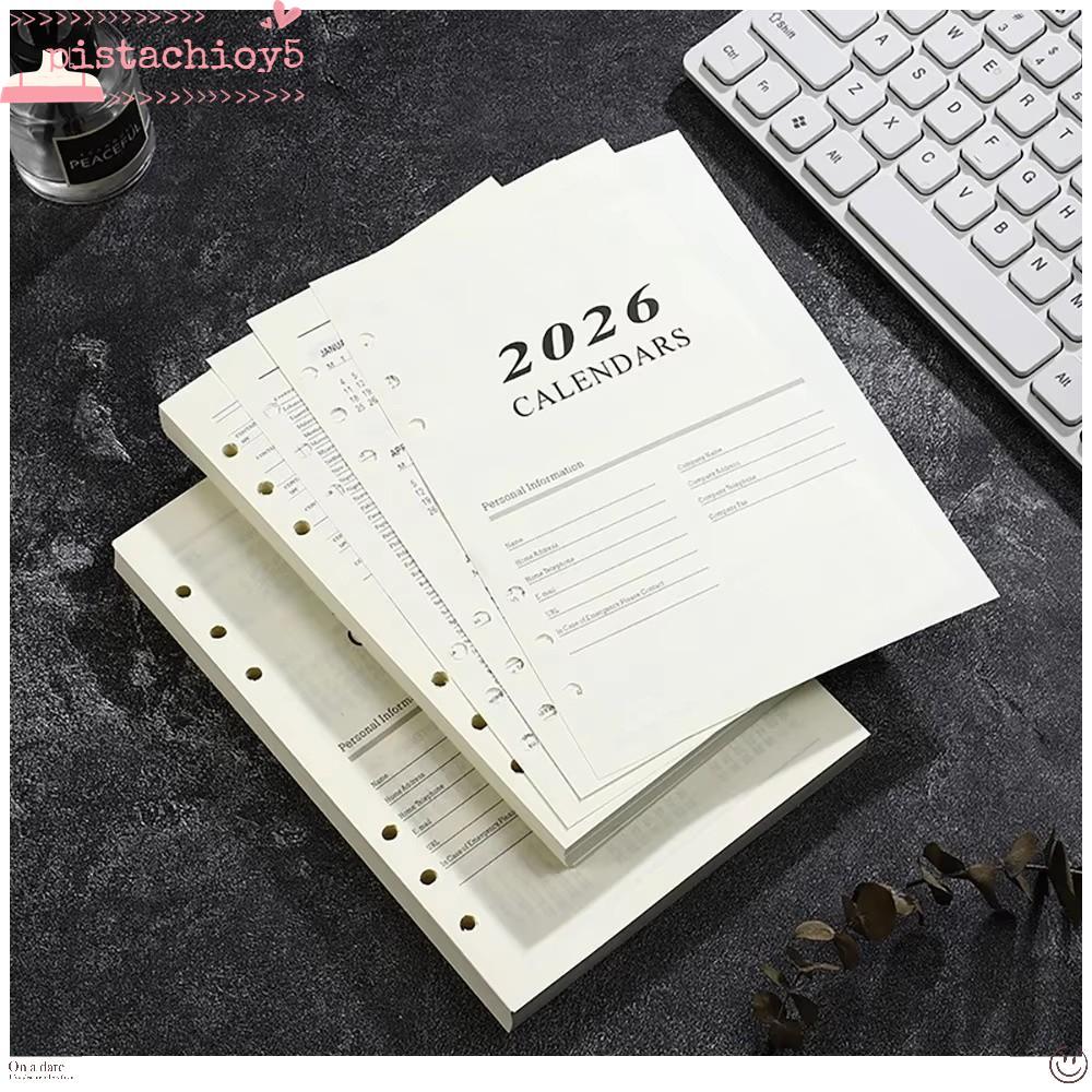 PISTACHIO A5 Notebook, Refill Page Perforated Sheets Binder หน้าด้านใน, Daily Planner Loose Leaf 365