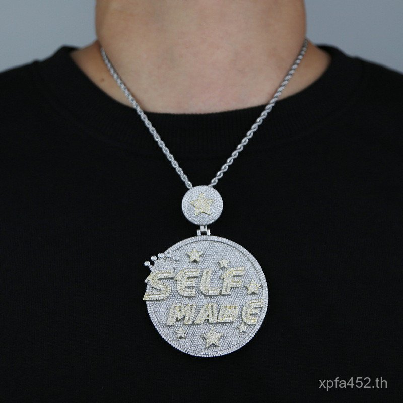 สไตล์ใหม่ MADE ผู้ชายยุโรปอเมริกันฝัง SELF Zircon จี้โซ่โลหะผสมสร้อยคอตัวอักษร FTI0