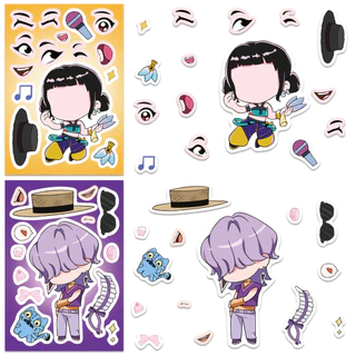 การ์ตูน KPop Demon Hunters สนุกปริศนาเปลี่ยนสติกเกอร์ DIY หัตถกรรมสติกเกอร์กันน้ํา