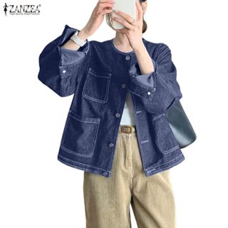 ZANZEA แจ็คเก็ตยีนส์แขนยาว สไตล์เกาหลีเรโทร สำหรับผู้หญิง มี…