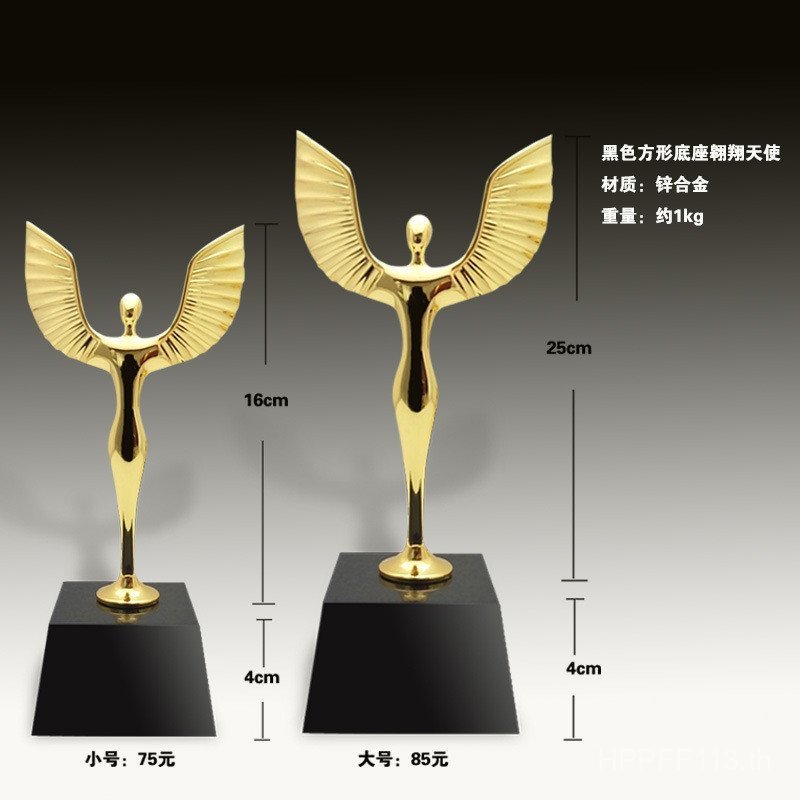 Flying Man Metal Creative Oscar Little Golden Man Angel Trophy การประมวลผลรอยสักที่กําหนดเองคริสตัลเ