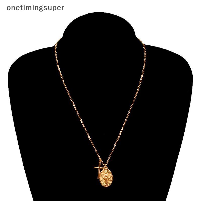 Onetimingsuper สร้อยคอ Virgin Mary Of The Cross สําหรับผู้หญิงบุคลิกภาพสร้างสรรค์อุปกรณ์เสริม Clavic