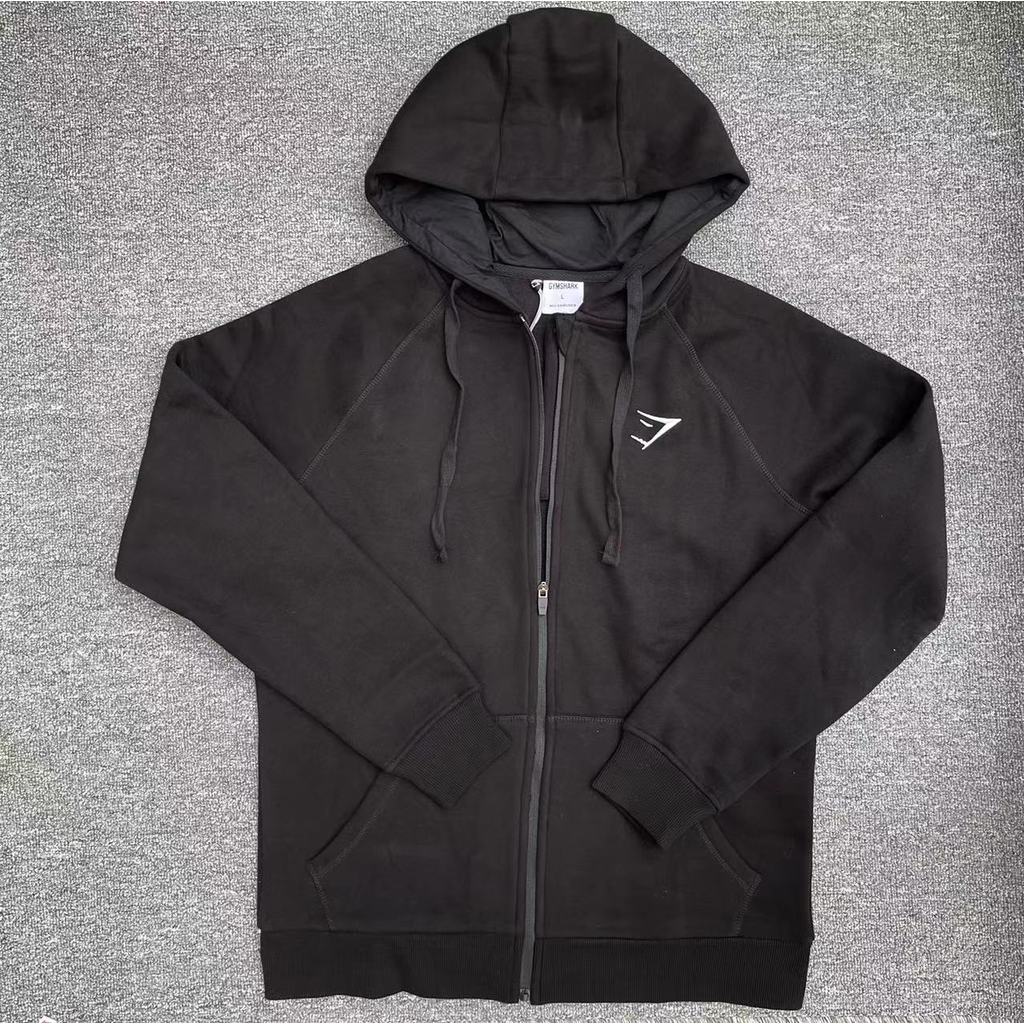 GYMSHARK CREST zip hoodie Fitness Autumn and Winter Fleece-Lined Jacket Men's Hoodie Zipper Sweatshi