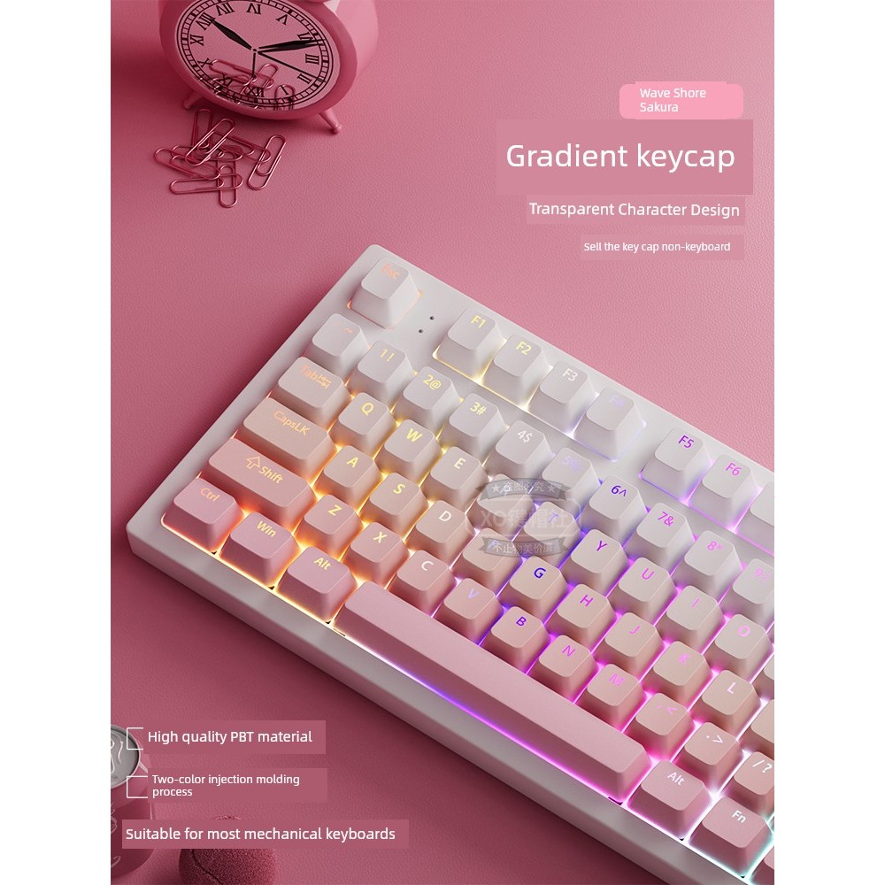 gmk keycap work egg keycaps Beyond Sakura Original Keycap PBT Gradient Light โปร่งแสงสีชมพู 68/75/98