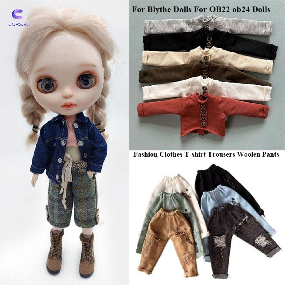 CORSAKI เสื้อยืดกางเกง,แฟชั่น Mini Casual Top,DIY ตุ๊กตาน่ารักเสื้อผ้าอุปกรณ์เสริมสําหรับตุ๊กตาบลายธ