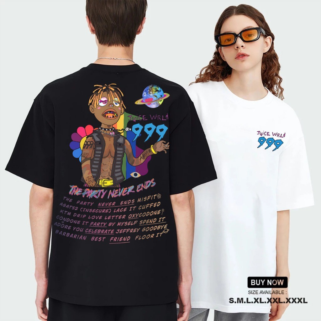 Juice WRLD T-shirt Juice WRLD 999 album The Party Never Ends print design unisex cotton T-shirt