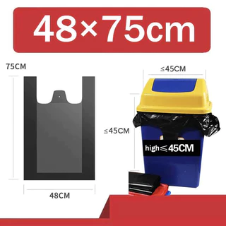 【สามารถแขวนผนังได้ รุ่นทั่วไป ถุงสีดำ】50 ชิ้น ถุงขยะ มีหูหิ้ว 40 x46 cm HDPE คุณภาพ ไม่รั่วไม่ขาด trash ถุงดำ