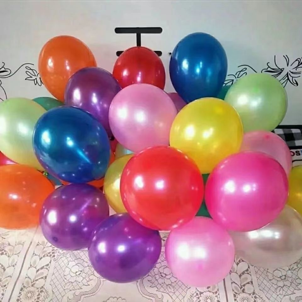 100 ชิ้น, ลูกโป่งซุปเปอร์อิมัลชั่นหลากสีสําหรับตกแต่งวันเกิด ผสมลูกโป่งสีพาสเทล ลูกโป่งกากเพชร