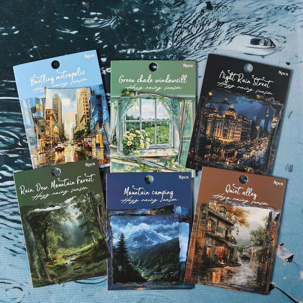 8 ชิ้น Vintage Aesthetic สติกเกอร์สมุดภาพป่าธรรมชาติ & City ภูมิทัศน์สติกเกอร์ Scrapbooking อุปกรณ์ Journaling DIY หัตถกรรมอุปกรณ์ศิลปะ