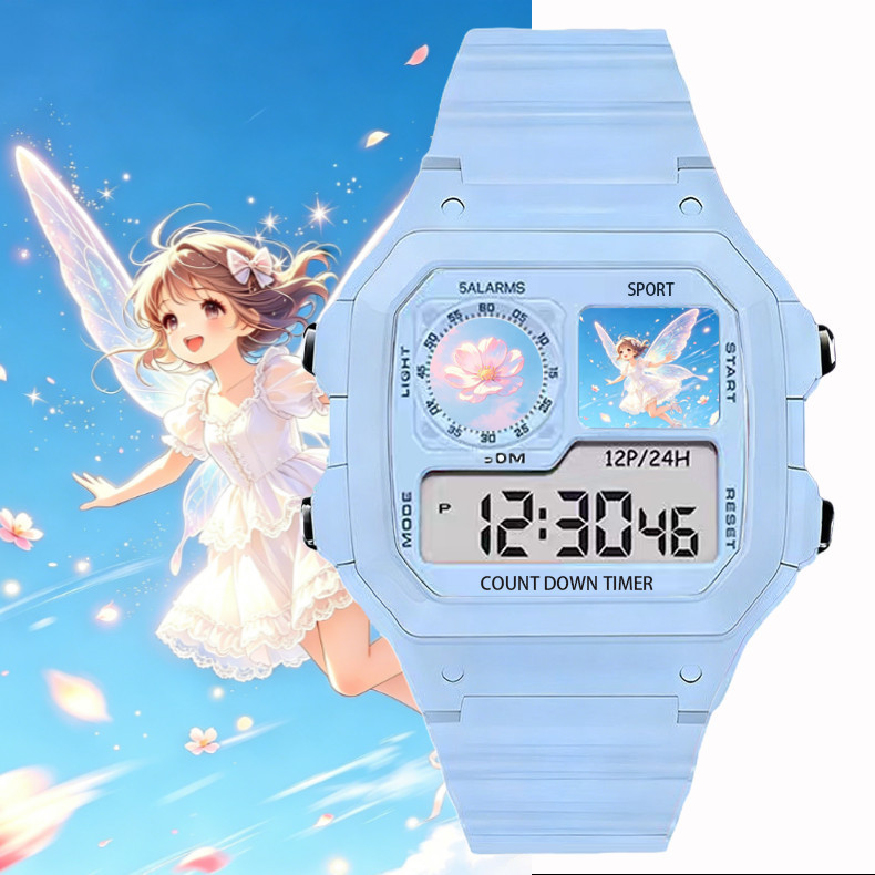 Luminous Girl Watch Mermaid Princess Watch Elf Princess 7 ปีเด็กกันน้ํา Luminous นาฬิกาอิเล็กทรอนิกส