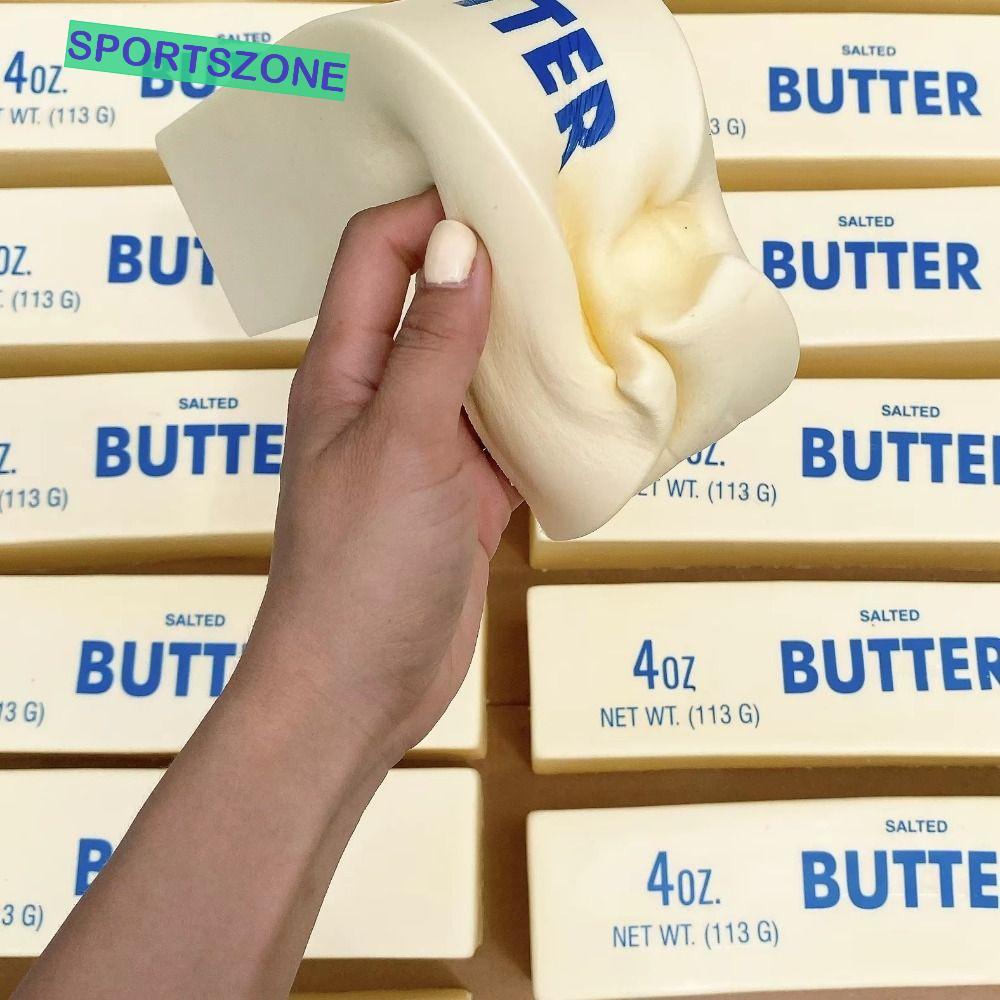 SPORTSZONE Big Butter Stick ของเล่นบีบ, ของขวัญผ่อนคลาย Sensory Slow Rebound Squeeze ของเล่น, Venting Ball ยืดยืดหยุ่น 24 ซม. ชีสเค้กที่สมจริงบาร์เด็ก