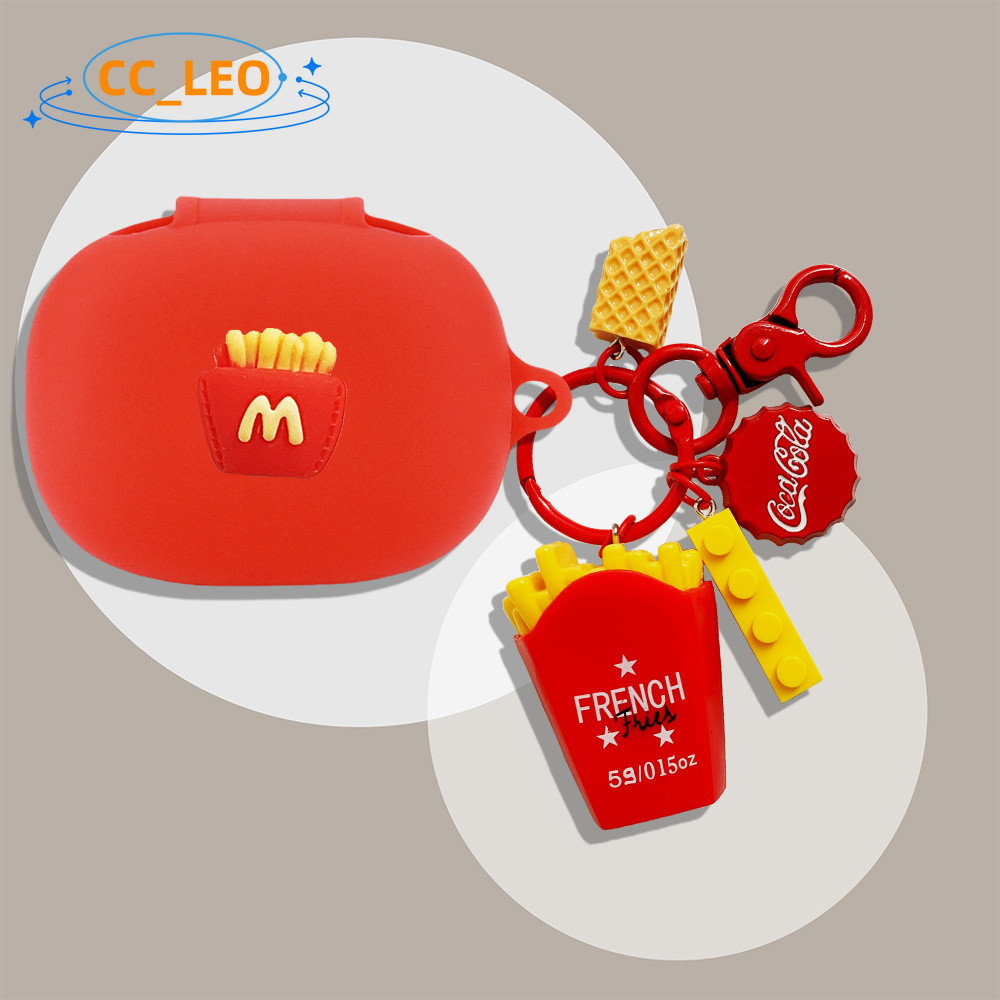 for B&O Beoplay EX Case Cute Shoe Pendant Cartoon Burger Fries Keychain B&O Beoplay Eleven Silicone 