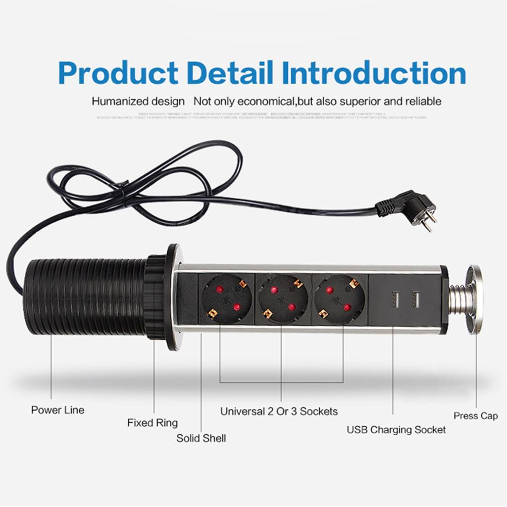 ไฟฟ้า Tensile Power Outlet Plug โต๊ะทํางานบ้านดึง USB ซ็อกเก็ต Zy Plug250V