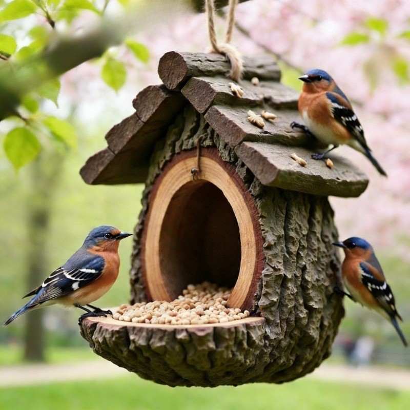 รุ่นใหม่แขวนต้นไม้ Stump Bird Feeder เครื่องประดับสวนกลางแจ้งสําหรับระเบียงลาน