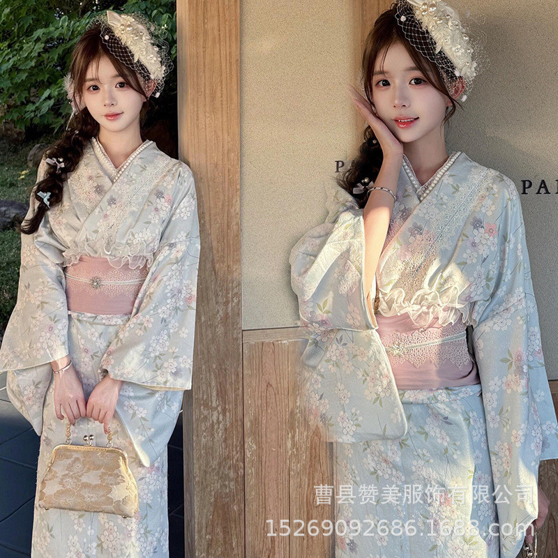 ญี่ปุ่นแบบดั้งเดิมกิโมโนผู้หญิงยูกาตะภาพปรับปรุงเครื่องแต่งกายญี่ปุ่นพระเจ้าสาวถ่ายภาพชุด60321