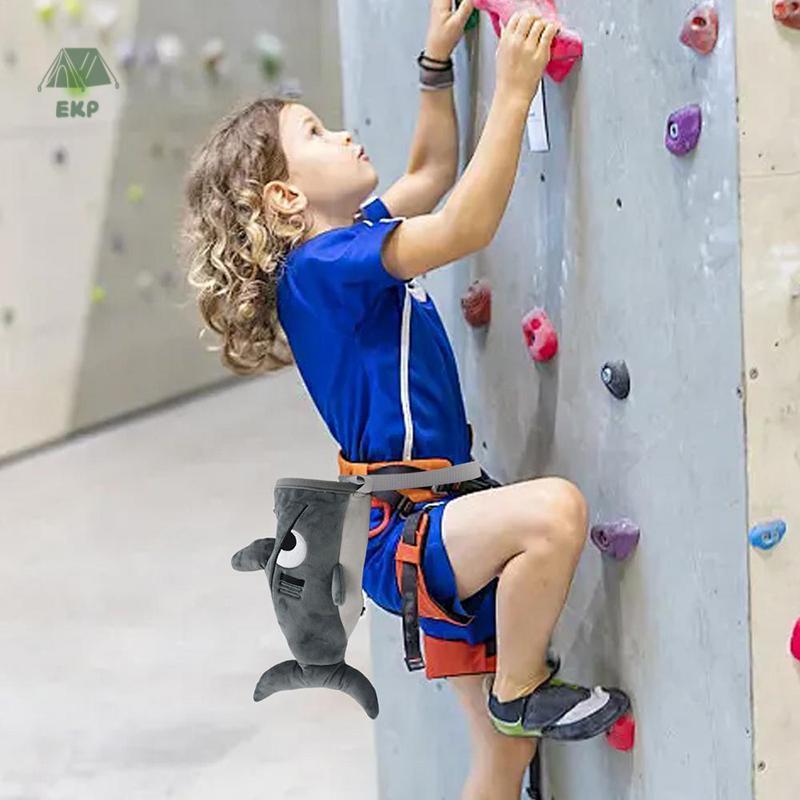 [EKP] กระเป๋าชอล์กฉลามสําหรับปีนผาสัตว์ Bouldering Chalk Bag Rock Climbers Gym Sports Chalk Pouch Go
