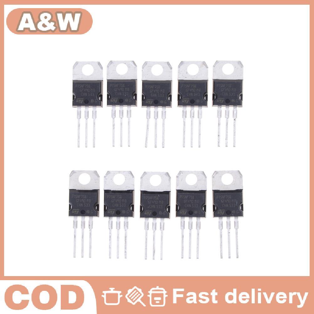 Null 10PCS P75NF75 P75N75 STP75NF75 TO-220 ทรานซิสเตอร์ oril null