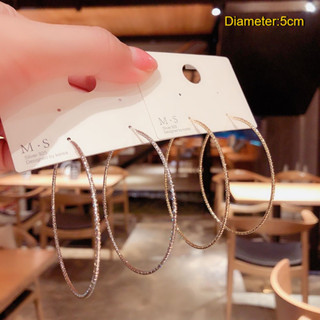 ส925 เงินเข็มเกาหลีโอ้อวดต่างหูห่วงขนาดใหญ่แฟชั่นต่างหูแบบห่…