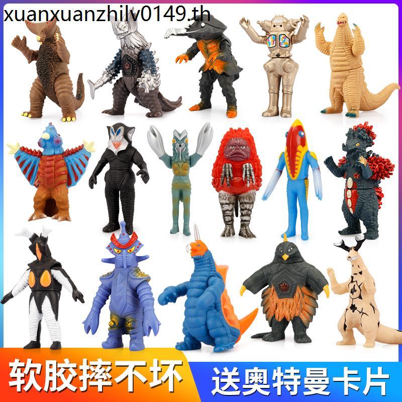 ของแท้ Ultraman Monster Godzilla ของเล่นยางนุ่ม Red King Golden สะพานโบราณ Godzilla Dinosaur Boy Car