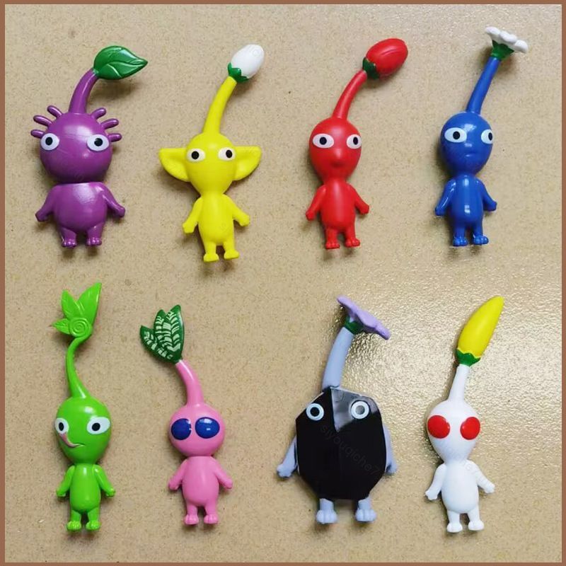 SY 8pcs Pikmin Action Figure Pikmin 4 ตุ๊กตาของเล่นสําหรับเด็กทารกเค้กวันเกิดเครื่องประดับเด็กของขวั
