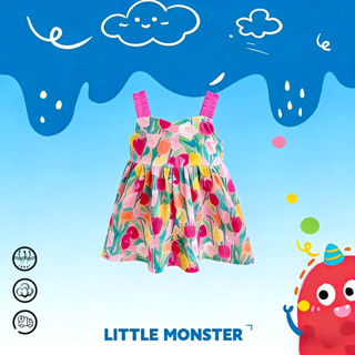 ชุดเดรสลูกสาวสายเดี่ยวโบว์หลังลายทิวลิปสีม่วง สืชมพูน่ารักๆ …