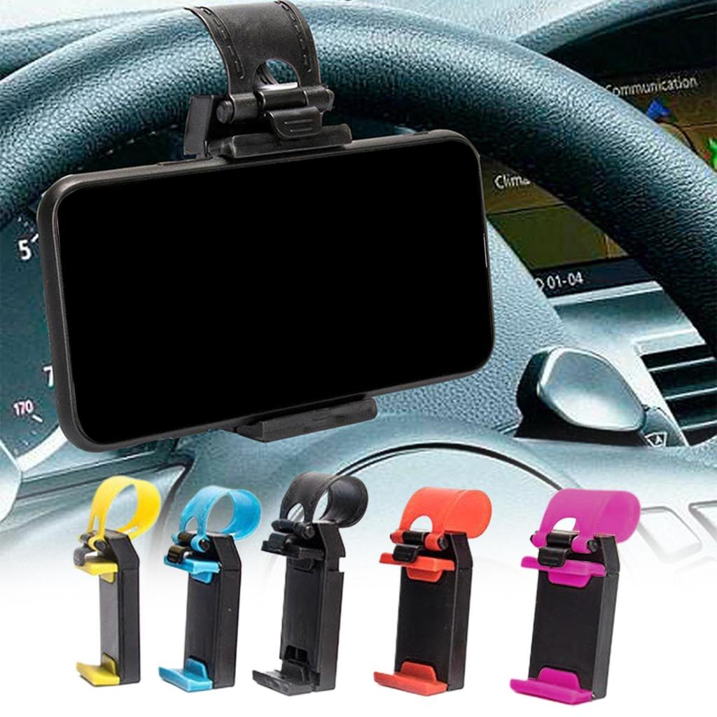 ที่วางโทรศัพท์ พวงมาลัยผู้ถือโทรศัพท์มือถือรถกล้องส่องทางไกลหนีบออกแบบพวงมาลัยขาตั้งโทรศัพท์ เย้