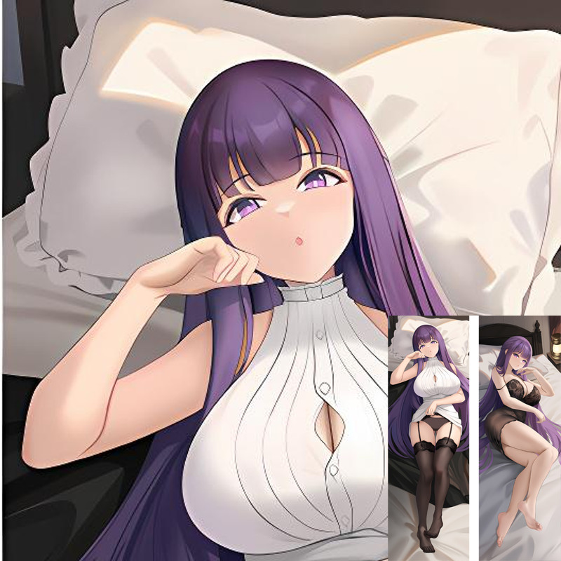 เฟิร์น Dakimakura ปกอะนิเมะผมสีม่วงสาวผู้ใหญ่ยาวขนาดชีวิตขนาดใหญ่หมอน DIY พิมพ์ของขวัญที่กําหนดเอง