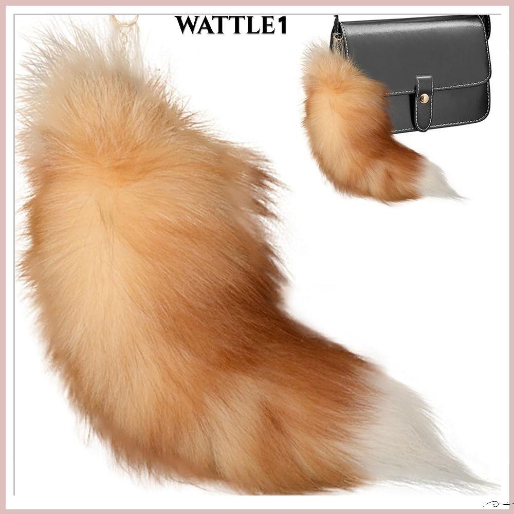 พวงกุญแจหาง WATTLE นุ่มด้วยเข็มกลัดโลหะจี้หางปลอม Creaative Animal Tail Faux Fur Shaggy Faux Fur Tai