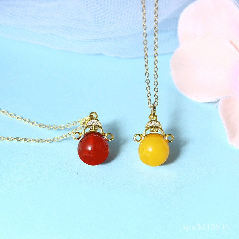 จี้ที่ไม่ซ้ํากันจี้อาเกตธรรมชาติ Chalcedony Super Fairy สร้อยคอ Deed Love Retro Lord Lucky S925 เงิน