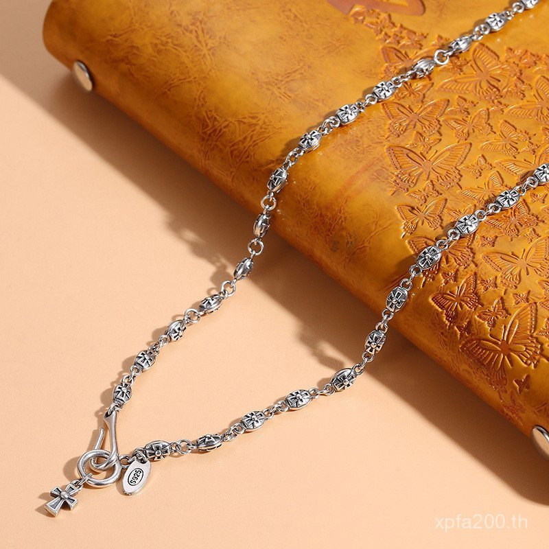 ผู้ชายผู้หญิง Niche Retro All-Match Design เงินสเตอร์ลิงเครื่องประดับ Distressed S925 Clavicle Chain