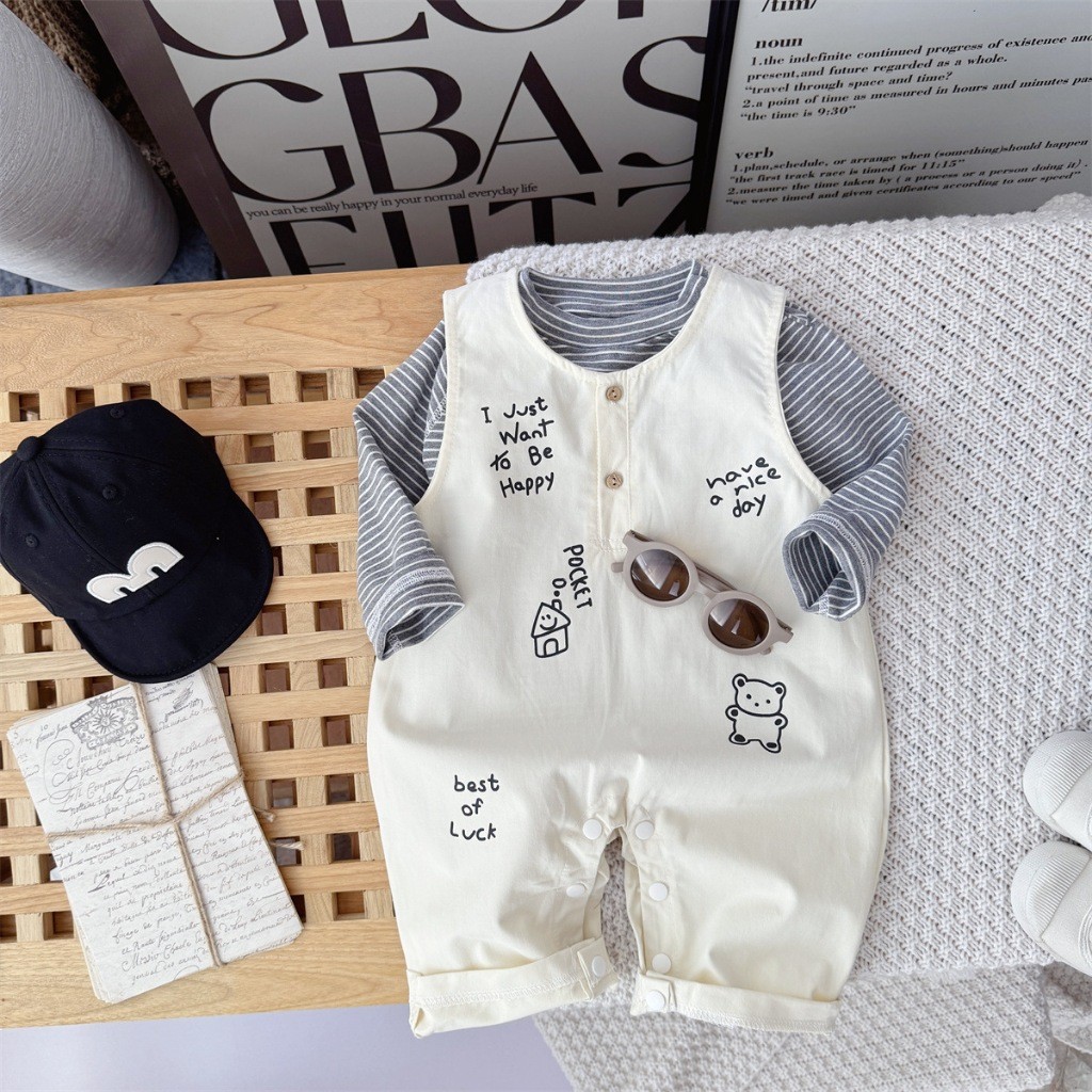 SM​ - 183 (สินค้า​พร้อม​ส่งจากไทย)​ ชุดเด็กทารกสไตล์มินิมอล “Happy Bear Baby Set” 🐻✨ นุ่ม เบา ระบายอากาศดี - รูปที่ 7